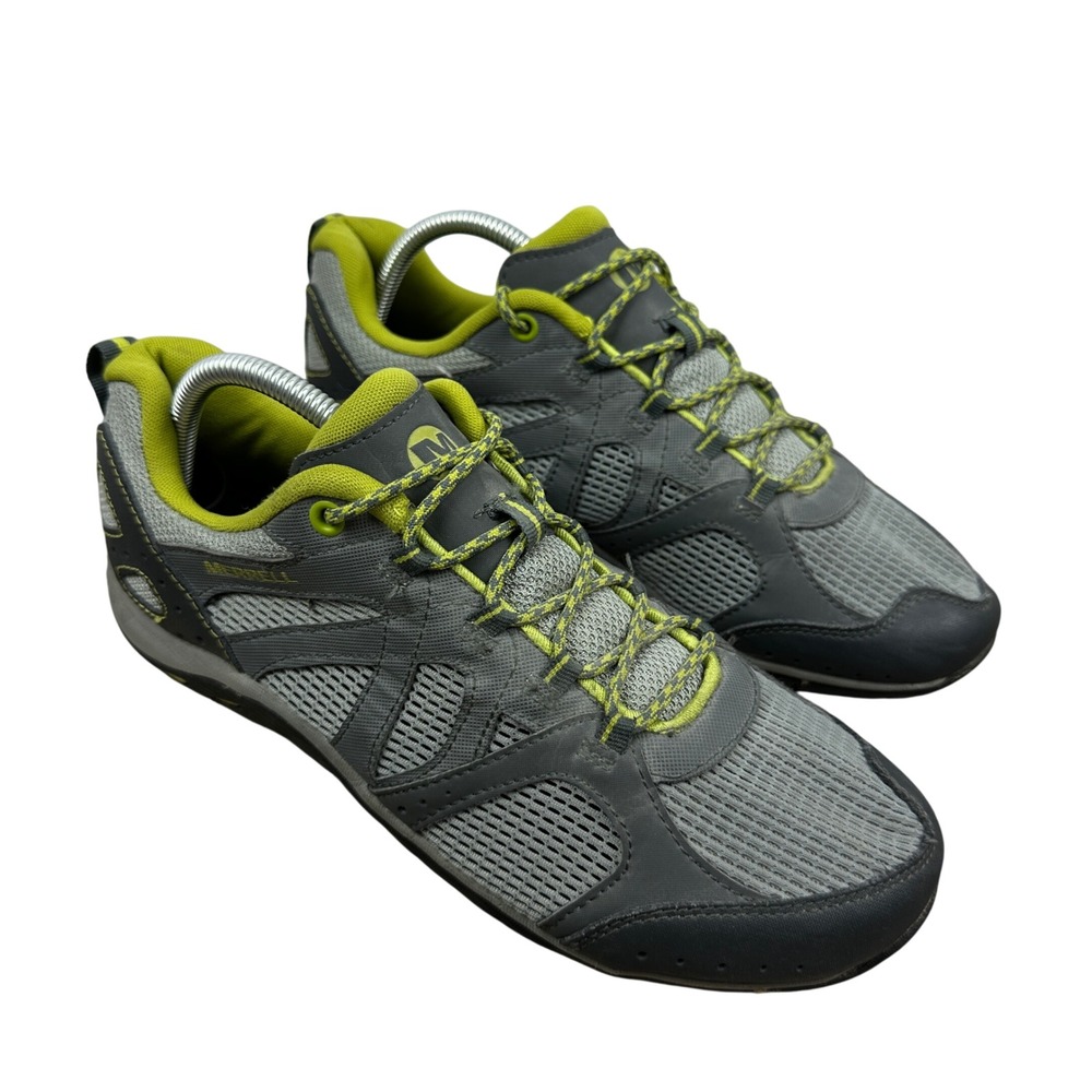 Merrell Mens 9 Hiking Shoes Grey Green Oasis Trail Sneakers Low Top Performance